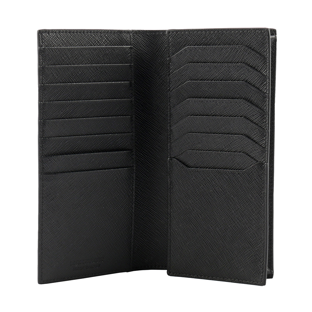 【MONTBLANC 萬寶龍】匠心系列防刮牛皮15卡對開長夾(黑色)