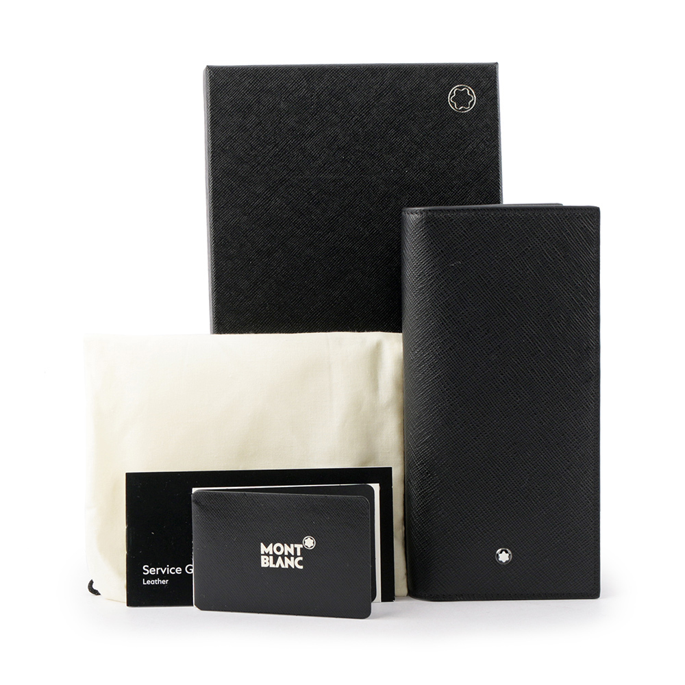 【MONTBLANC 萬寶龍】匠心系列防刮牛皮15卡對開長夾(黑色)