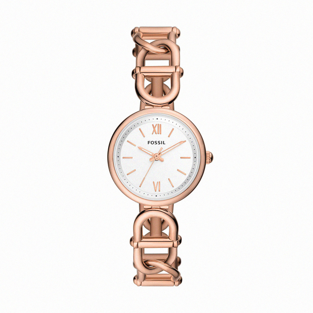 Carlie 復古風尚手鍊式女錶 玫瑰金色不鏽鋼鍊帶 30MM ES5273