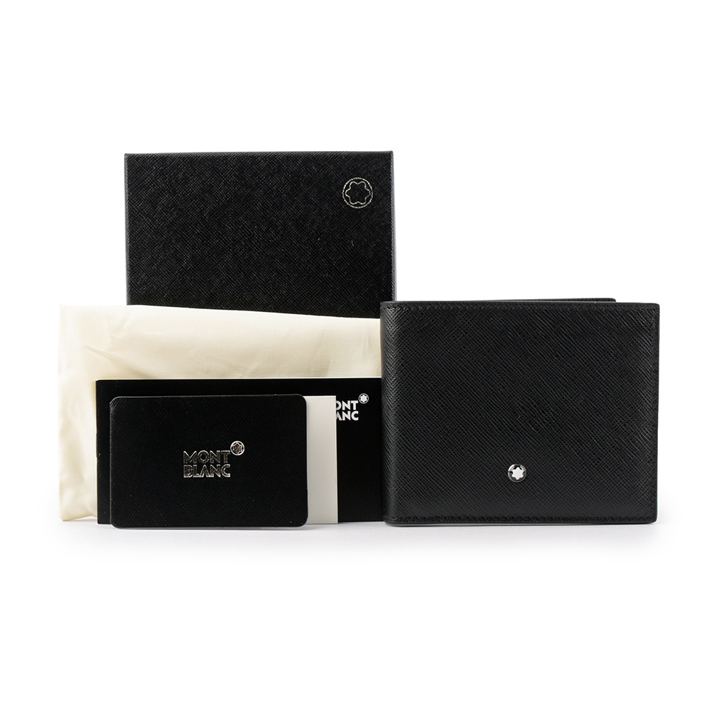 【MONTBLANC 萬寶龍】匠心系列防刮牛皮對開6卡短夾(黑色)