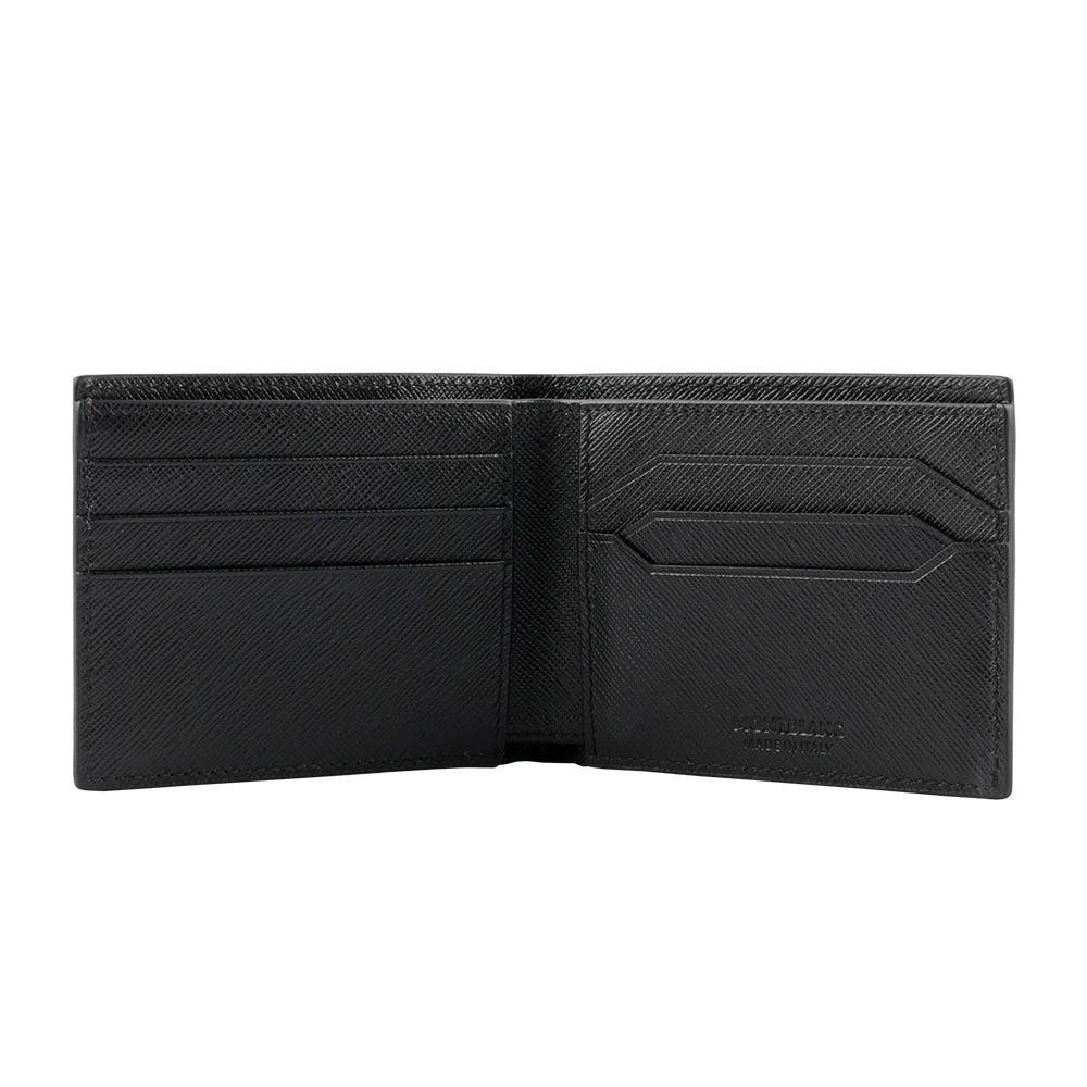 【MONTBLANC 萬寶龍】匠心系列防刮牛皮對開6卡短夾(黑色)