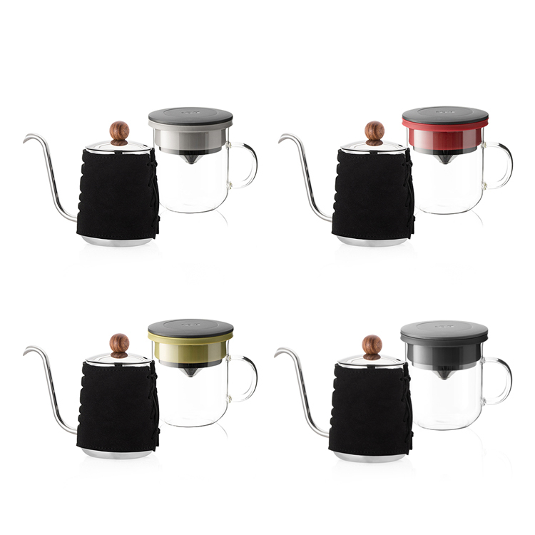PO: 丹麥DIY手沖咖啡二件組(手沖咖啡壺-共2色/咖啡玻璃杯350ml-共4色)