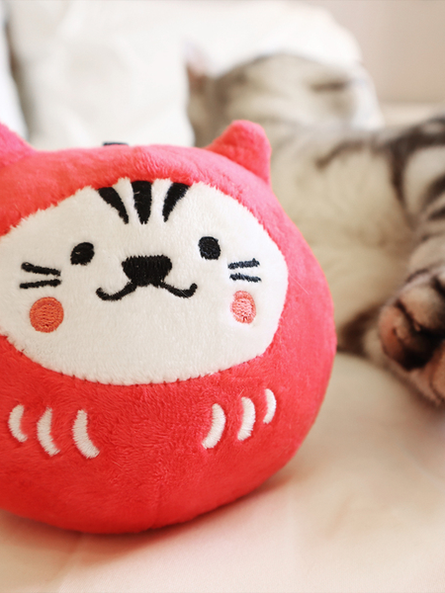 【HitoCat 吉豆貓】祈福達摩貓草球｜限定 招財黑丸