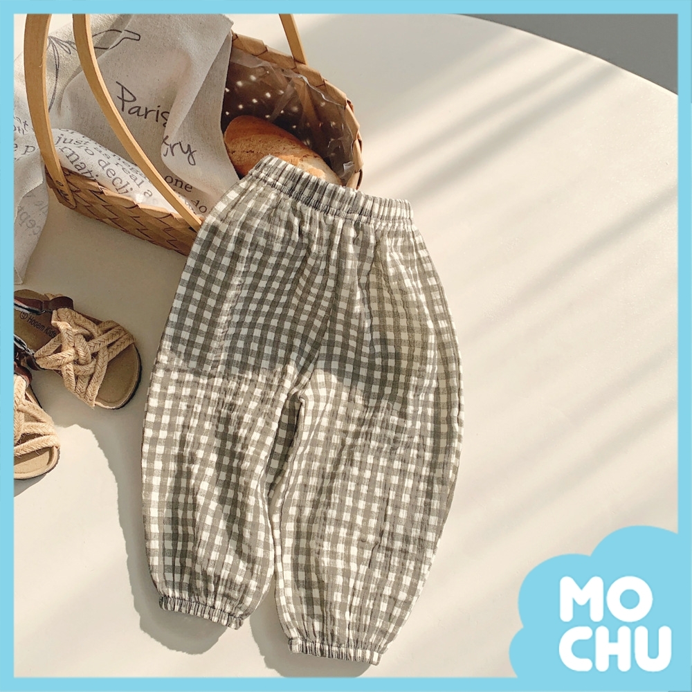 咖杏格子防蚊褲