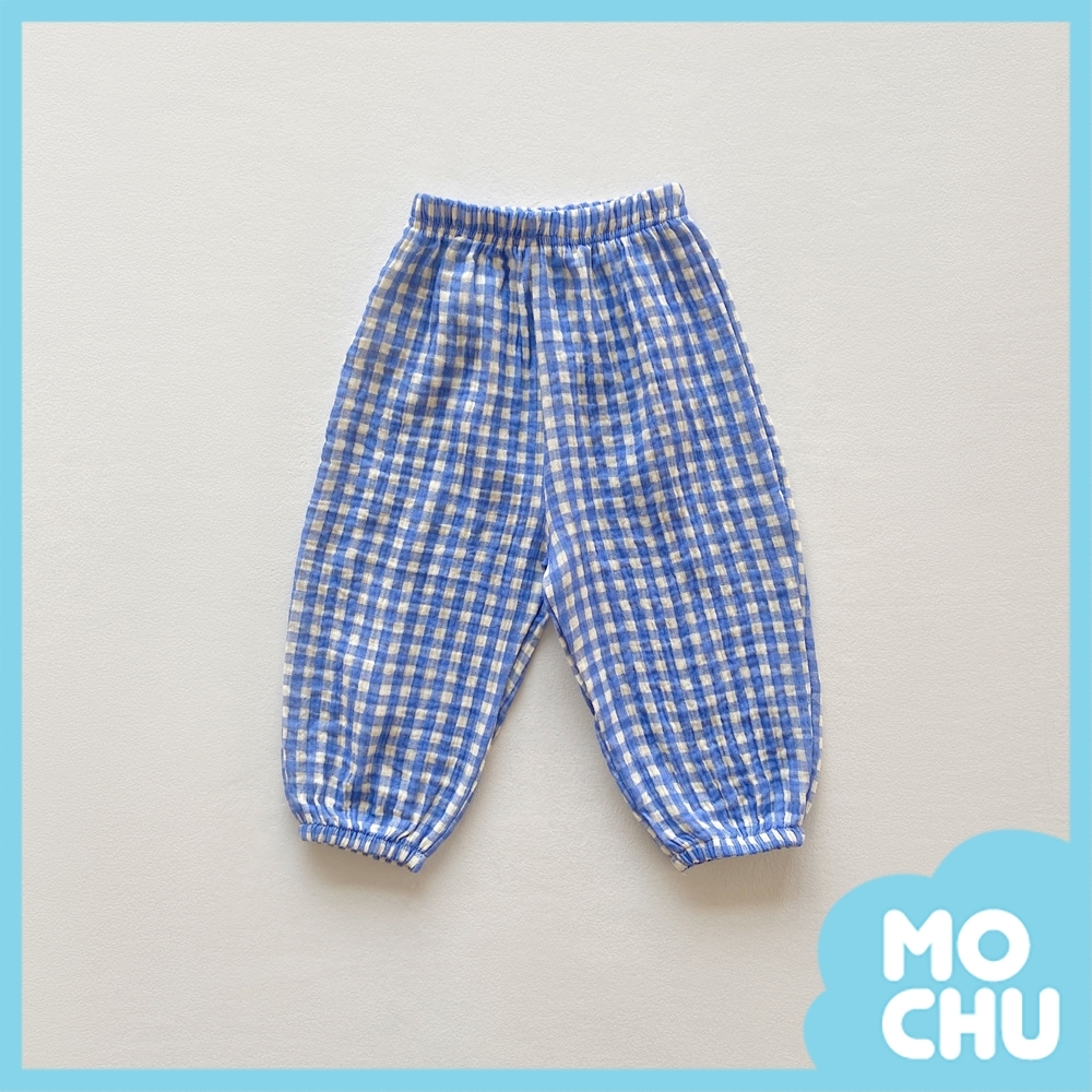 藍杏格子防蚊褲