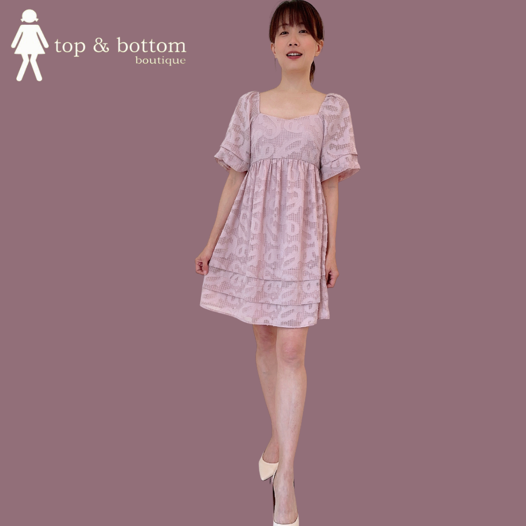 PUFF SLEEVE LACE BABY DOLL DRESS