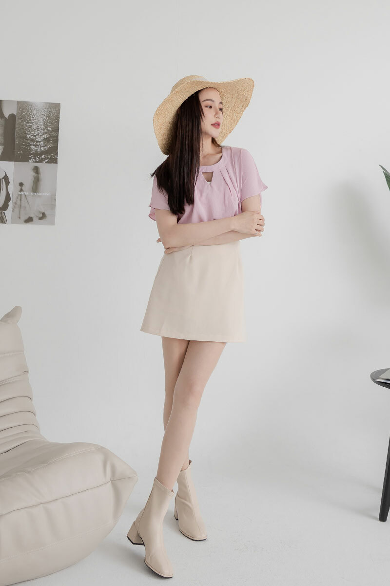 【官網限定】簡約素面側拉鍊短裙