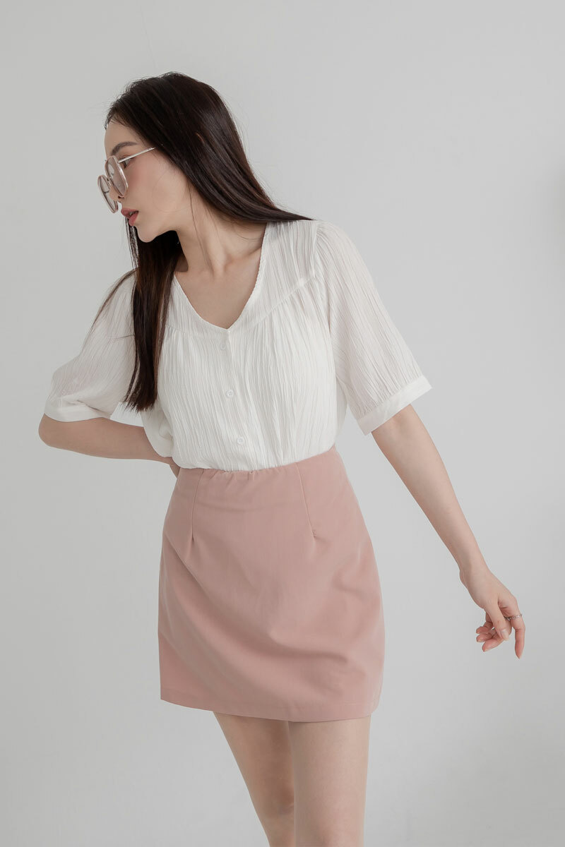 【官網限定】簡約素面側拉鍊短裙