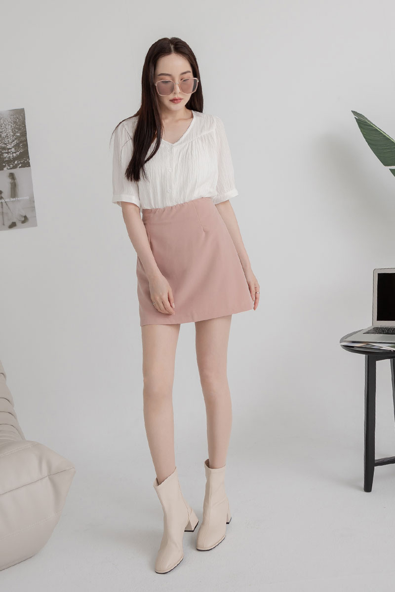 【官網限定】簡約素面側拉鍊短裙