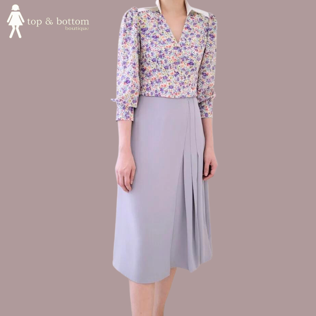 FLORAL PRINT COLLARED CROP BLOUSE