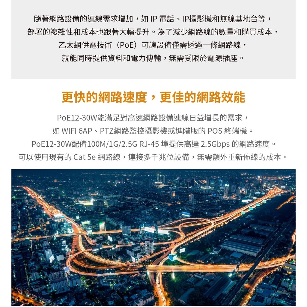 Zyxel 合勤PoE12-30W 乙太網路電源供應連接器2.5Gbps 30W 網路電源供應器