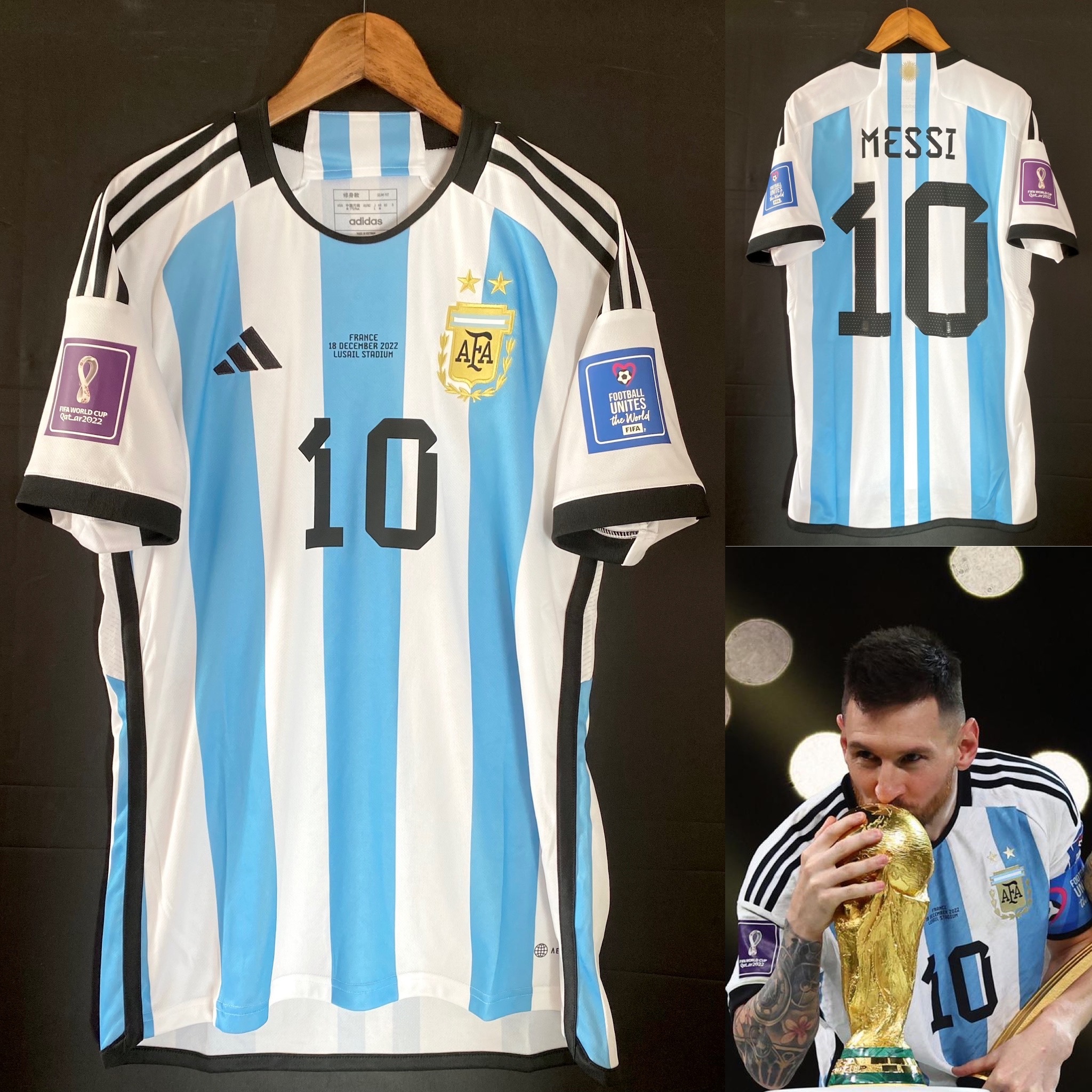 Argentina 2022 FIFA World Cup Adidas Home official shirt #10 MESSI