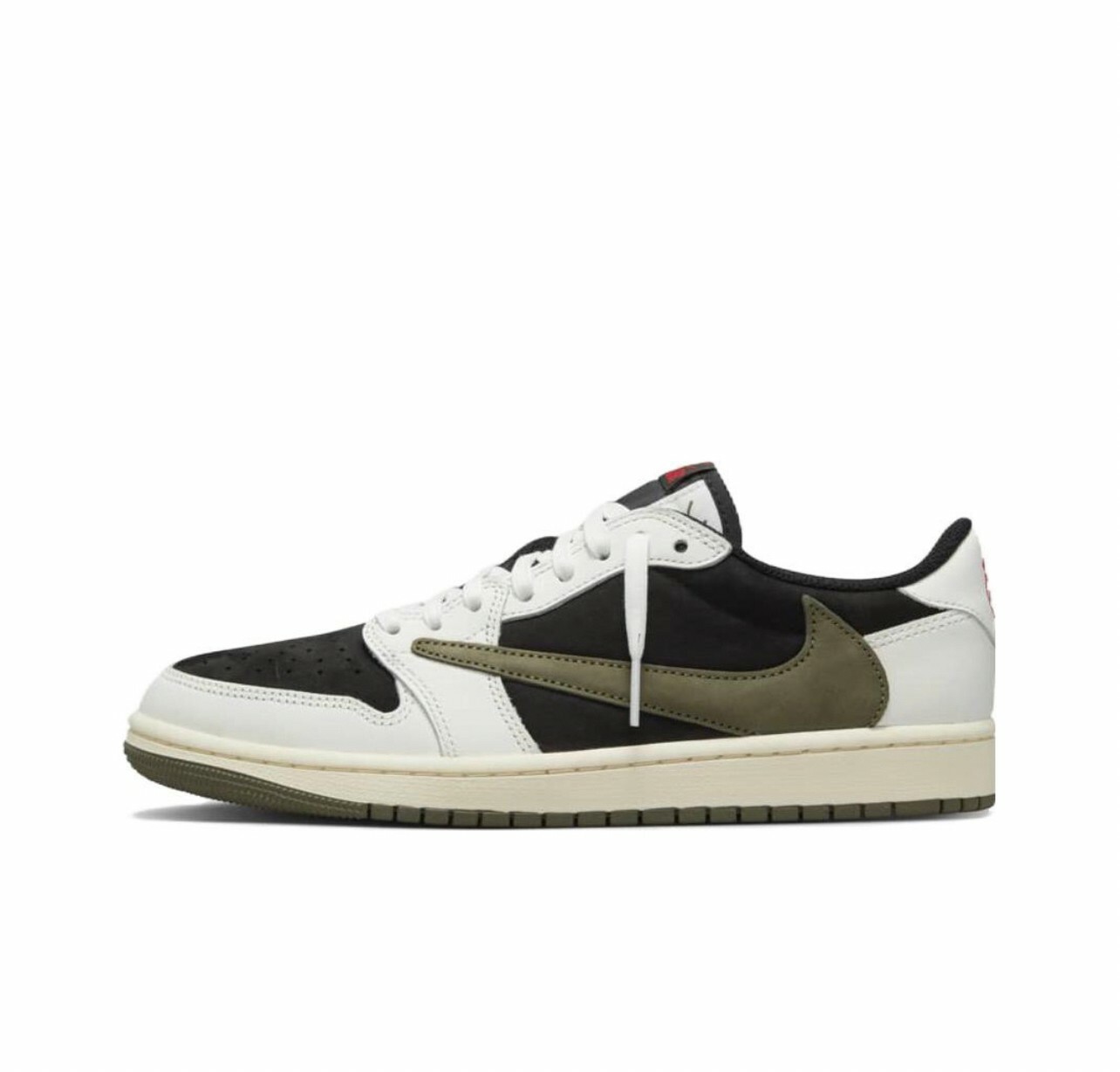 代購 Travis Scott x AJ 1 Low OG WMNS “Olive” 白 軍綠 拼接 倒勾