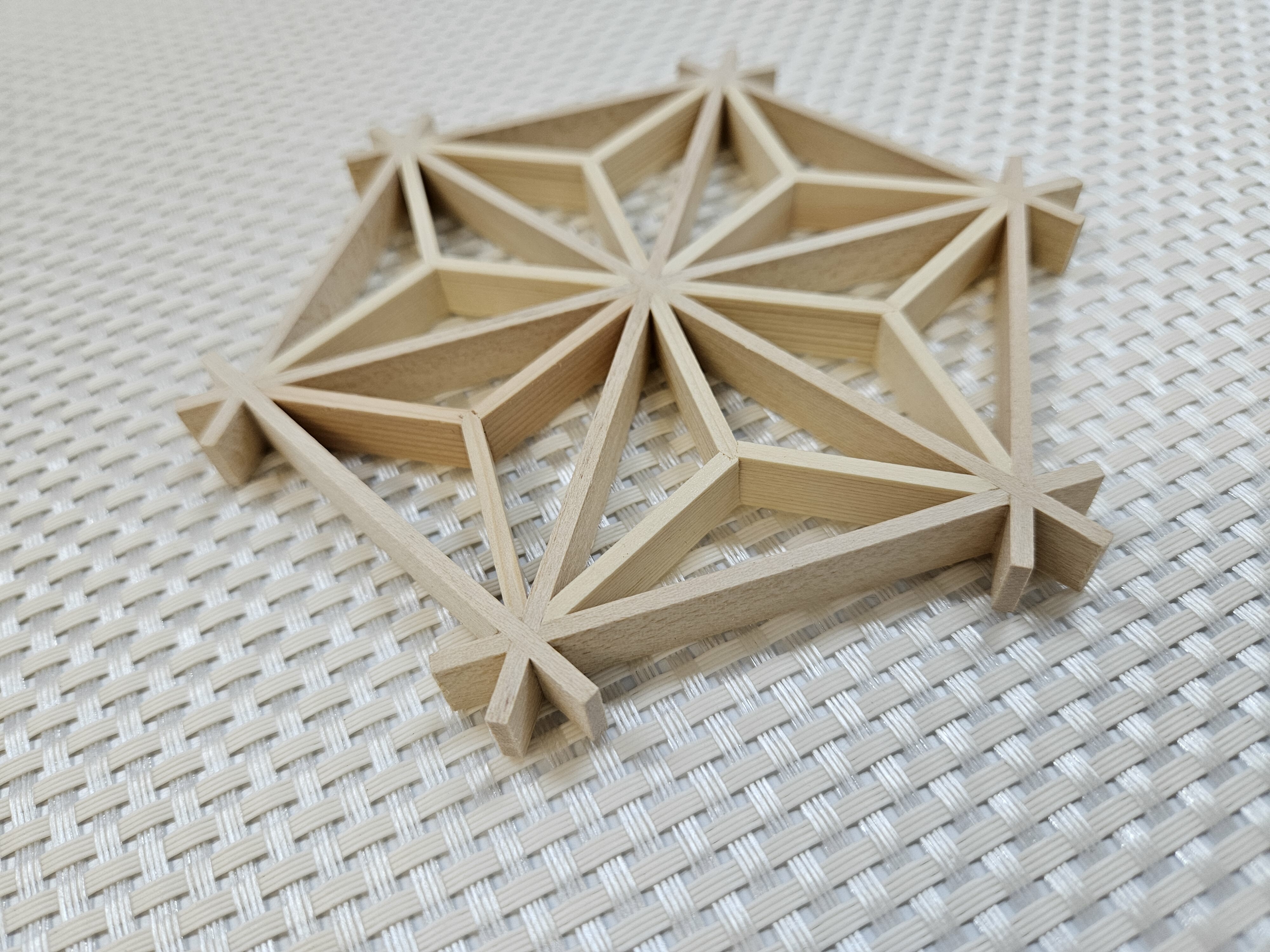 組子細工杯墊 (麻葉)