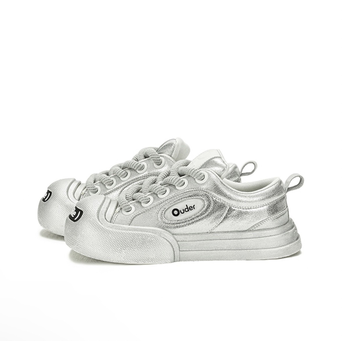 Ouder (Smile) 開口笑 圓頭厚底 銀灰 做舊 低筒 帆布鞋 新銳設計師品牌