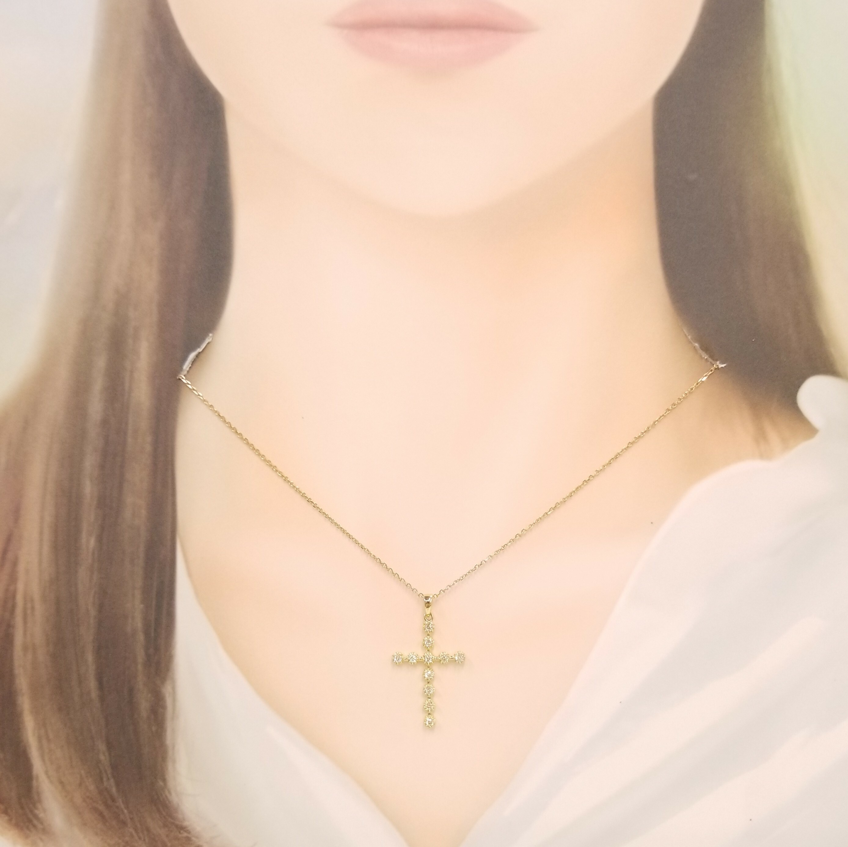 全新18K黃金28份鑽石吊墜