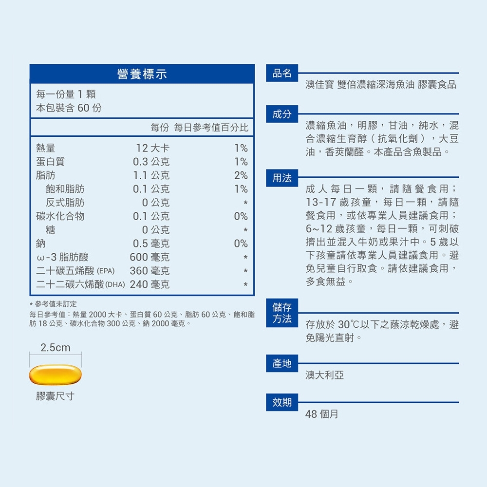 澳佳寶 雙倍濃縮魚油 60顆