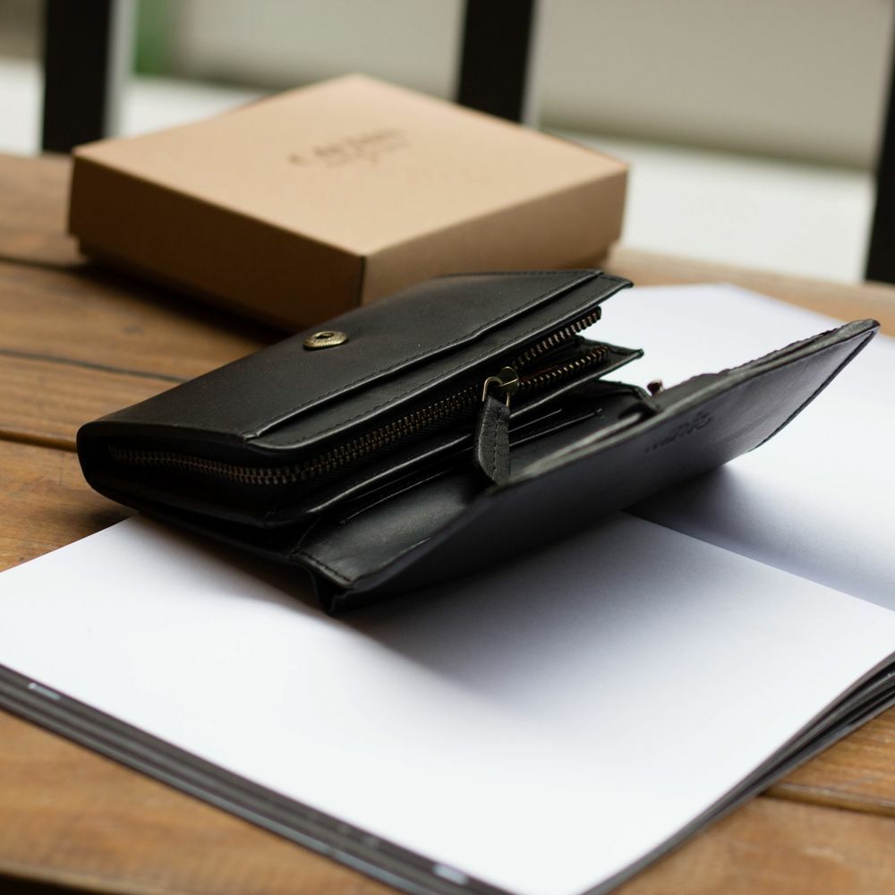 『新品上市』老爺有喜 真皮中性三折扣式中長夾(072622bk)