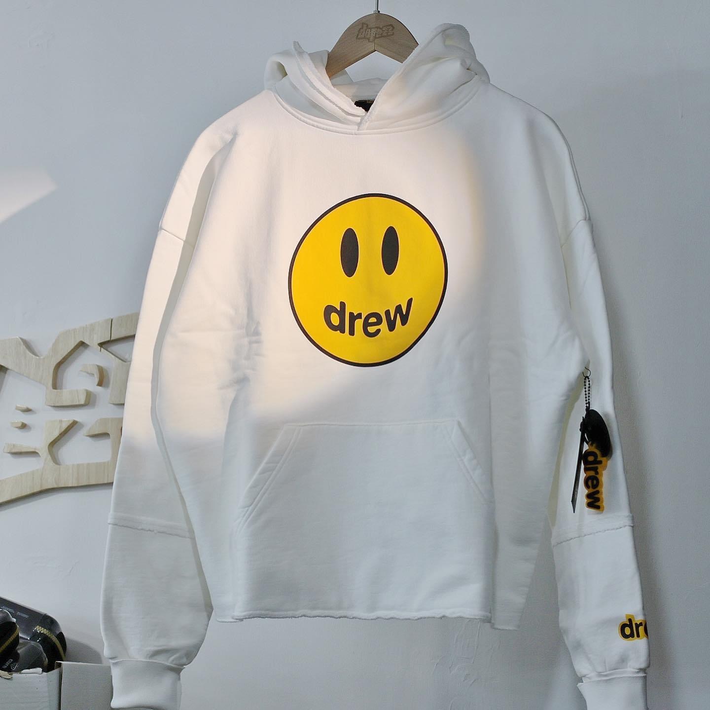 drew house deconstructed mascot hoodie  white 破壞邊設計