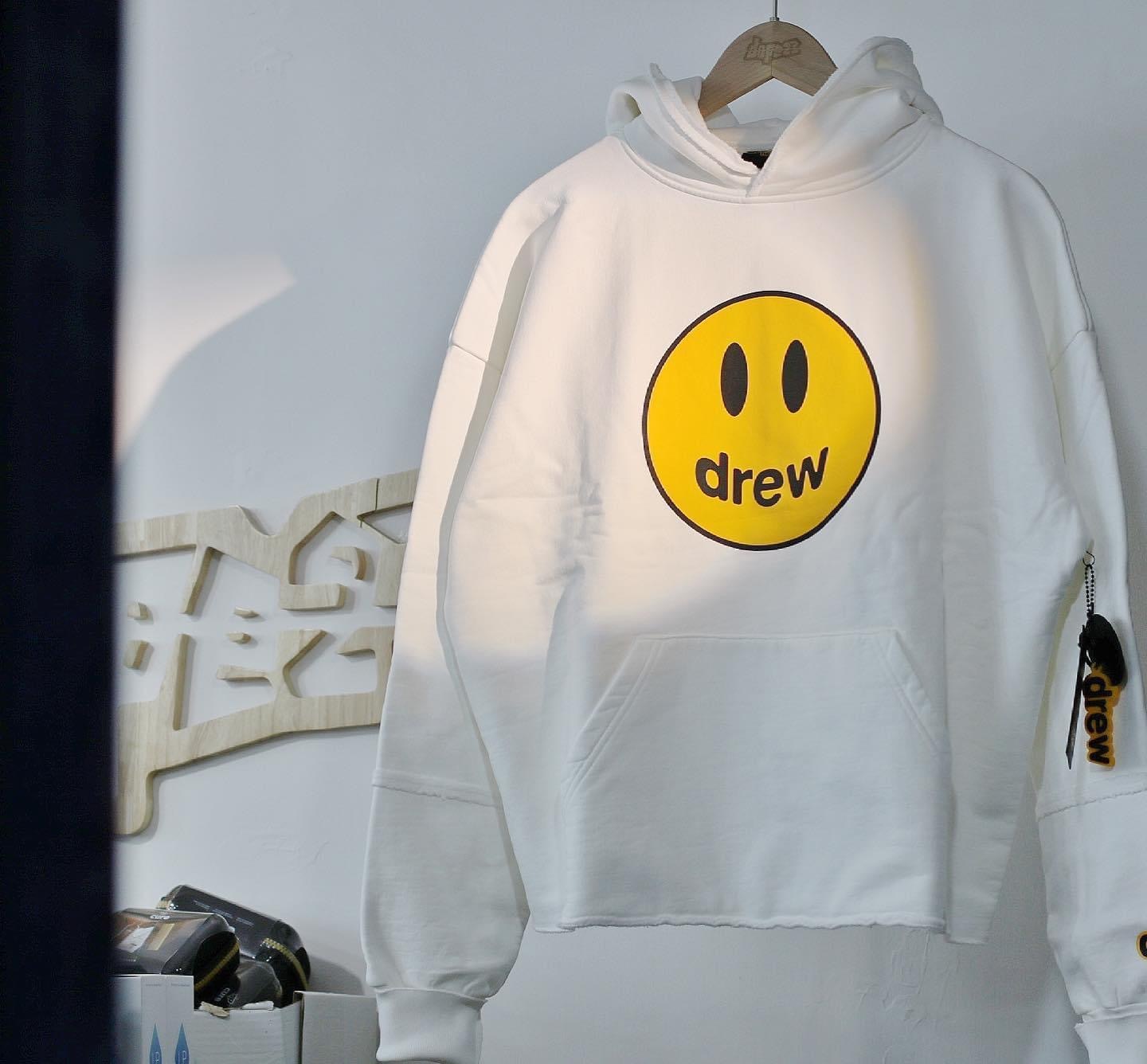 drew house deconstructed mascot hoodie  white 破壞邊設計