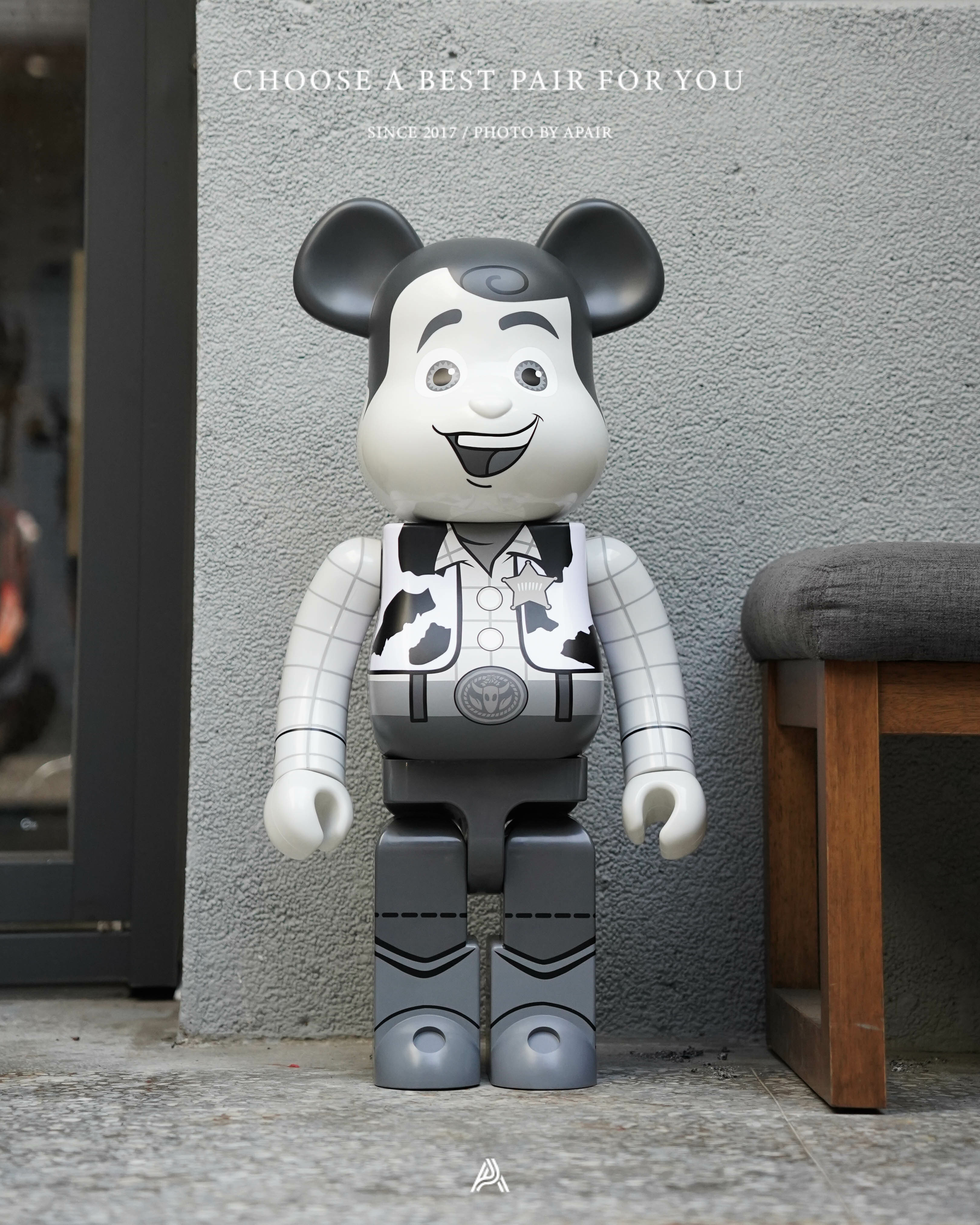 APAIR】BE@RBRICK MEDICOM TOY WOODY 1000% 黑白胡迪