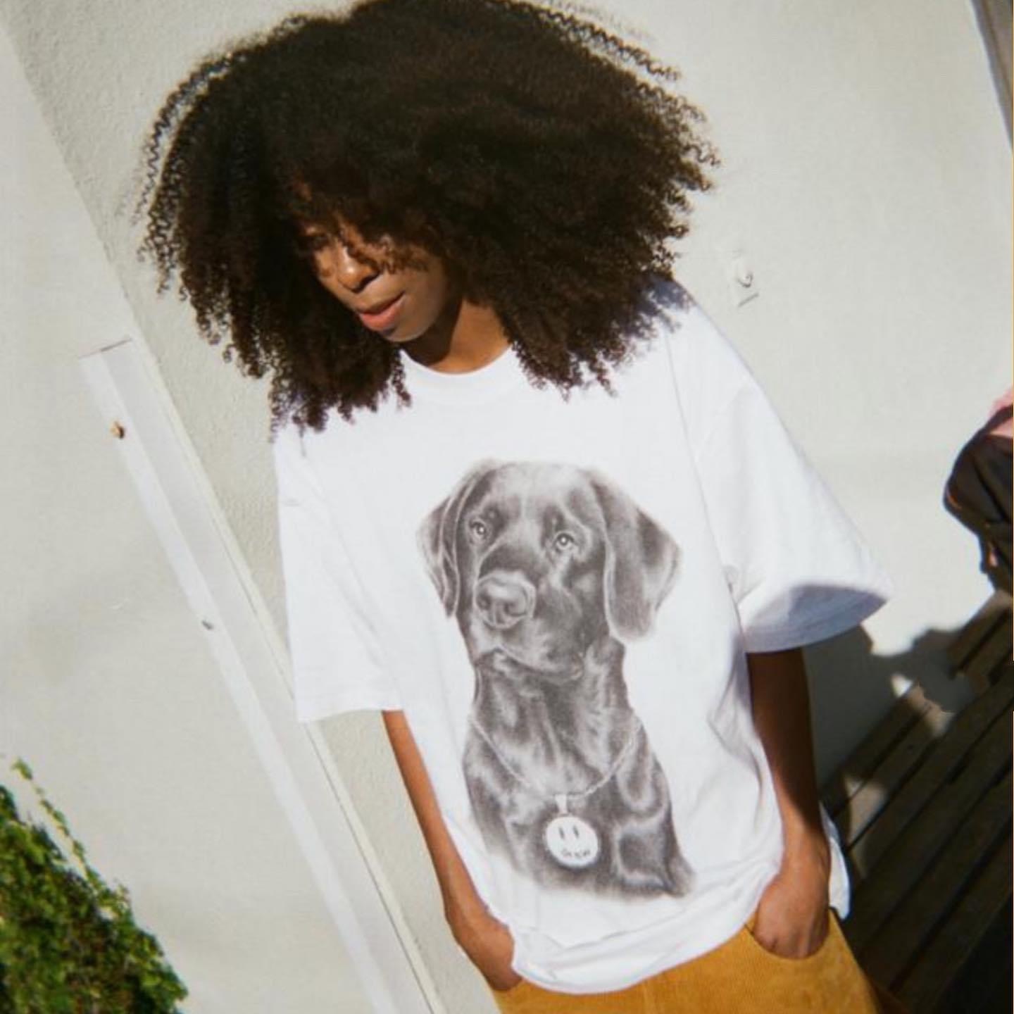 drew house lady ss tee white 黑色拉布拉多