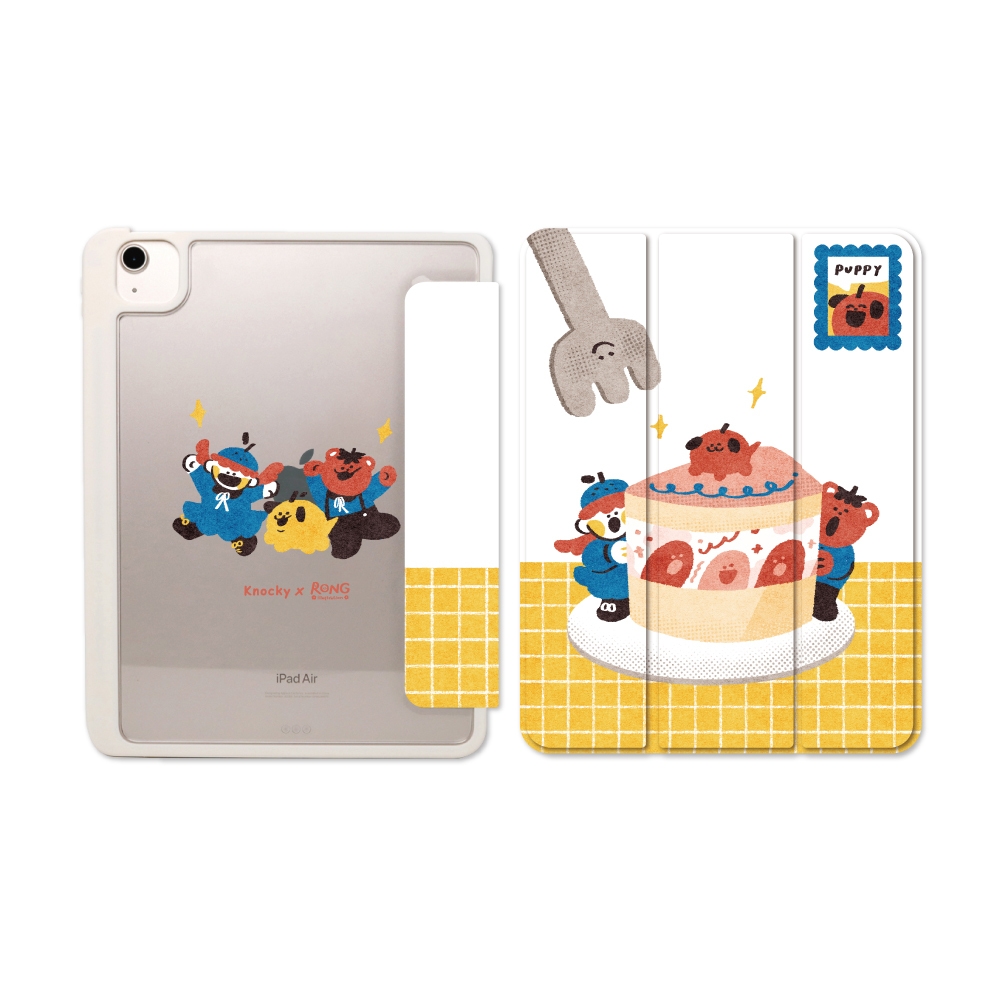 【Knocky x 草棉谷Rong】『果狗下午茶』iPad Air/Pro 平板保護殼 (三折式/硬底軟邊/右側筆槽)