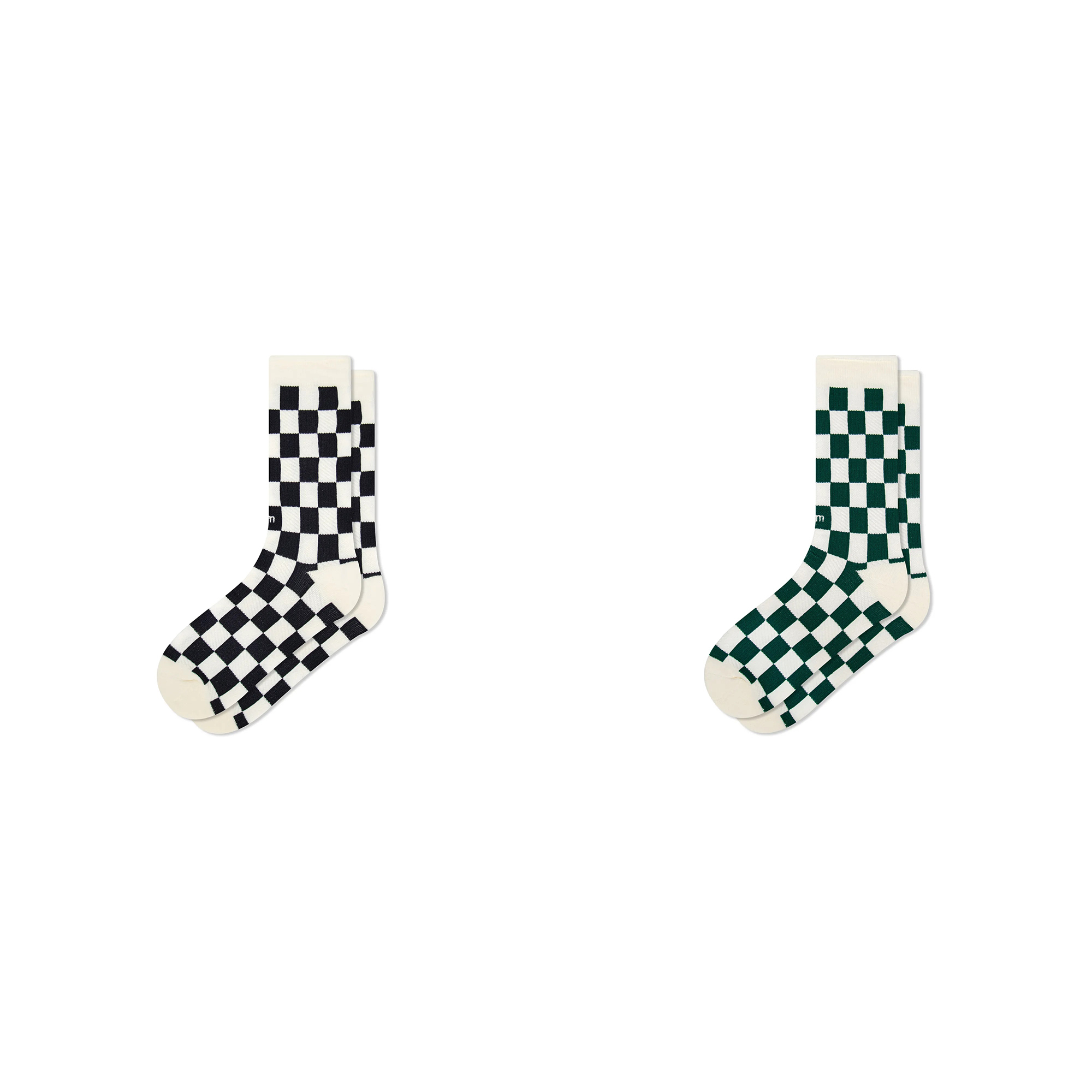 Faam Checkered Crew Socks 暮黑/暮綠  - 棋盤格針織高筒襪