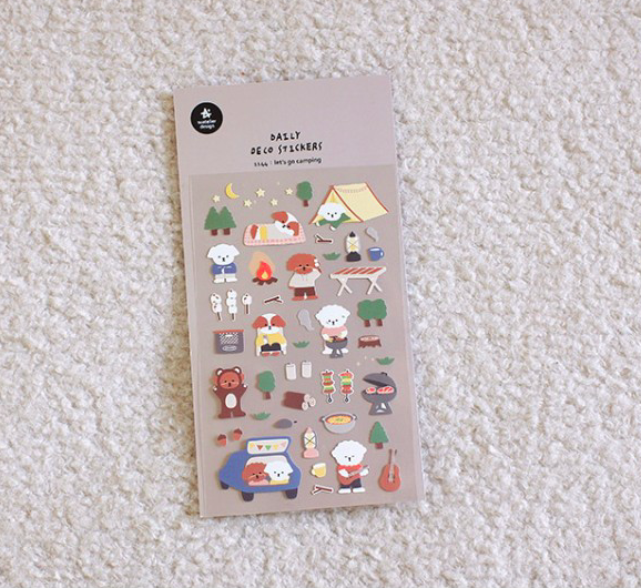 狗狗露營 手帳貼紙#1144｜韓國Suatelier