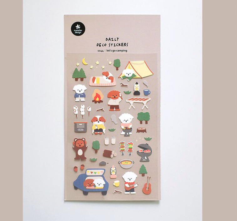 狗狗露營 手帳貼紙#1144｜韓國Suatelier