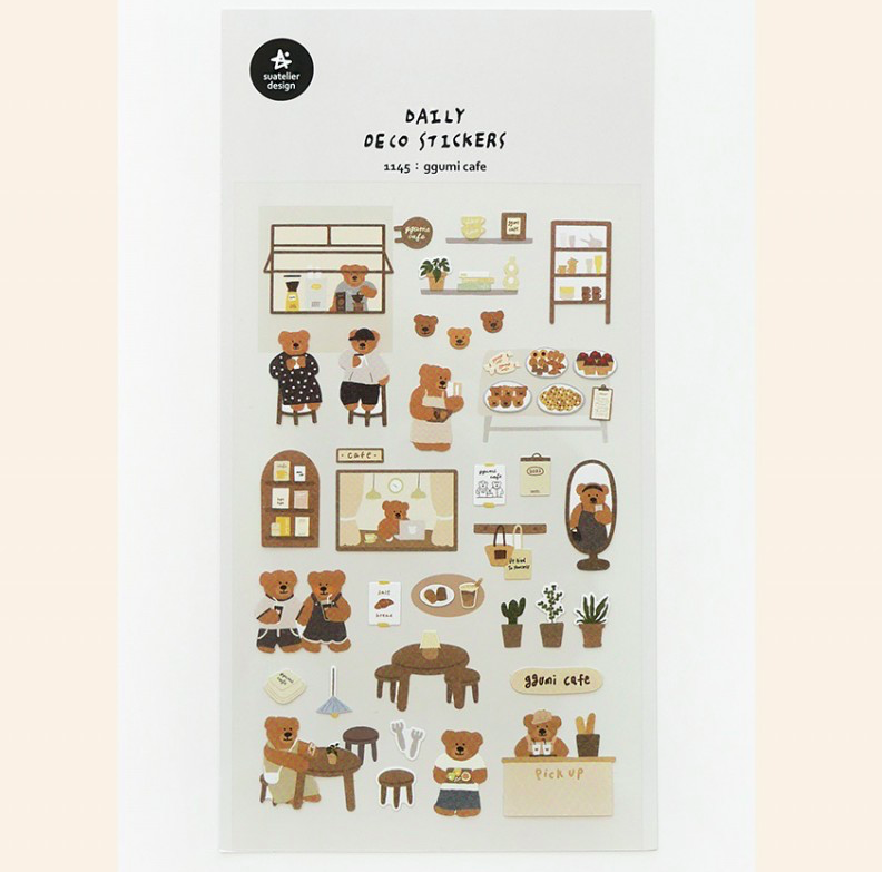 熊熊咖啡廳 手帳貼紙#1145｜韓國Suatelier