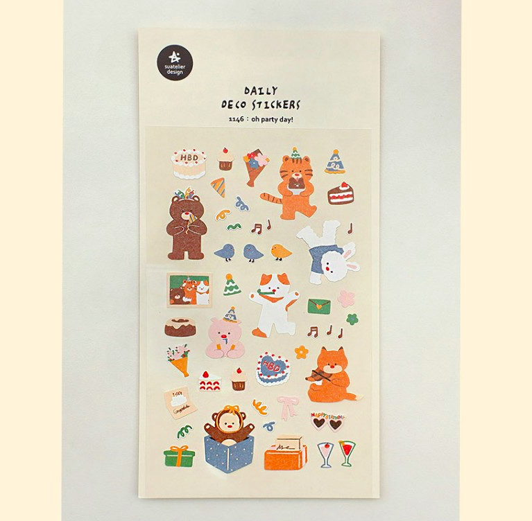 動物派對 手帳貼紙#1146｜韓國Suatelier