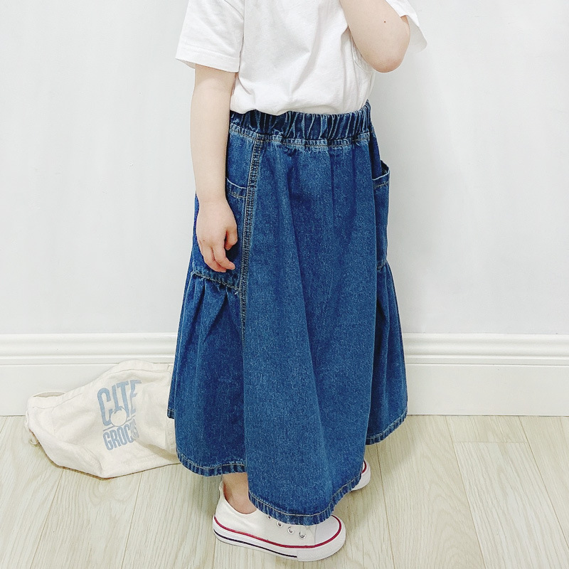 現貨出清 親子款 雙側拼接大口袋牛仔裙