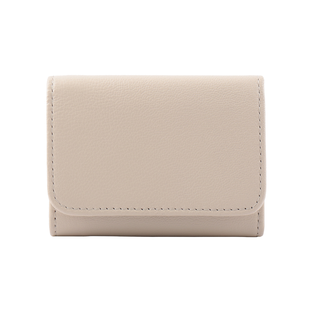 【SEE BY CHLOE】Saddie 山羊皮編織圓環雙釦三折短夾(米色)