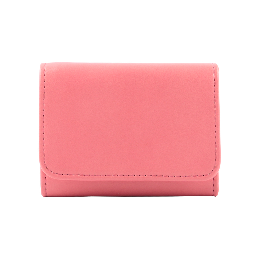 【SEE BY CHLOE】Saddie 單色牛皮編織圓環雙釦三折短夾(落日粉)