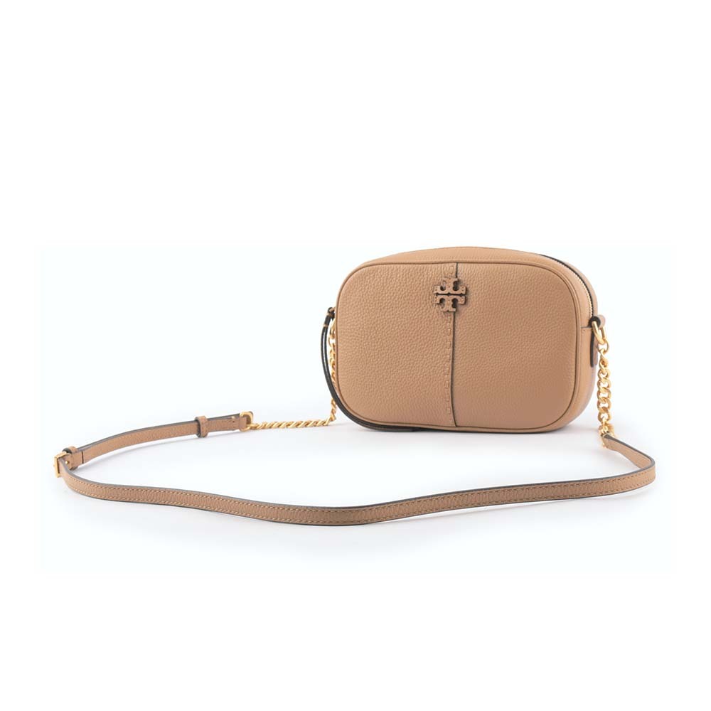 【TORY BURCH】McGraw 荔枝皮革拉鍊相機包(提拉米蘇)