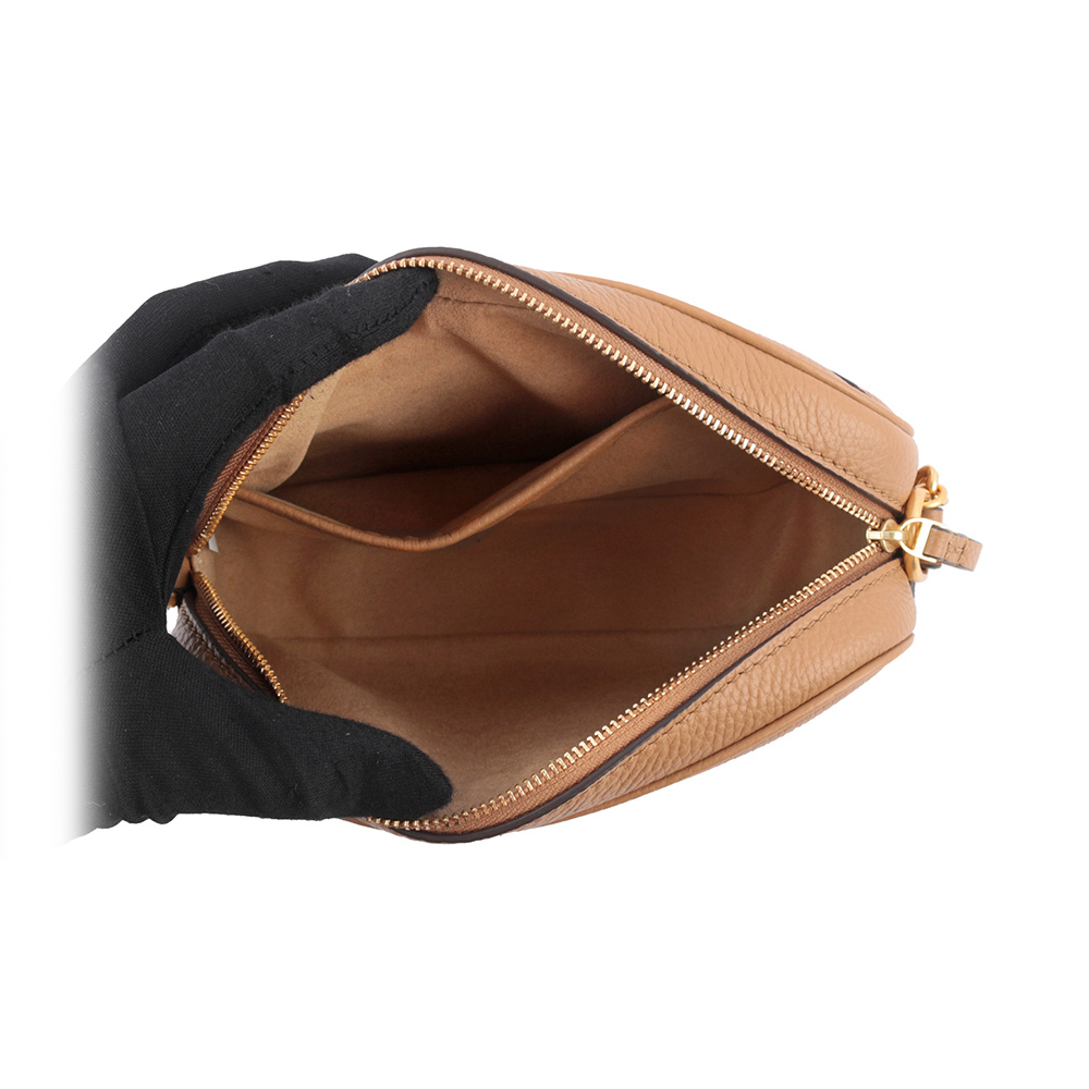 【TORY BURCH】McGraw 荔枝皮革拉鍊相機包(提拉米蘇)