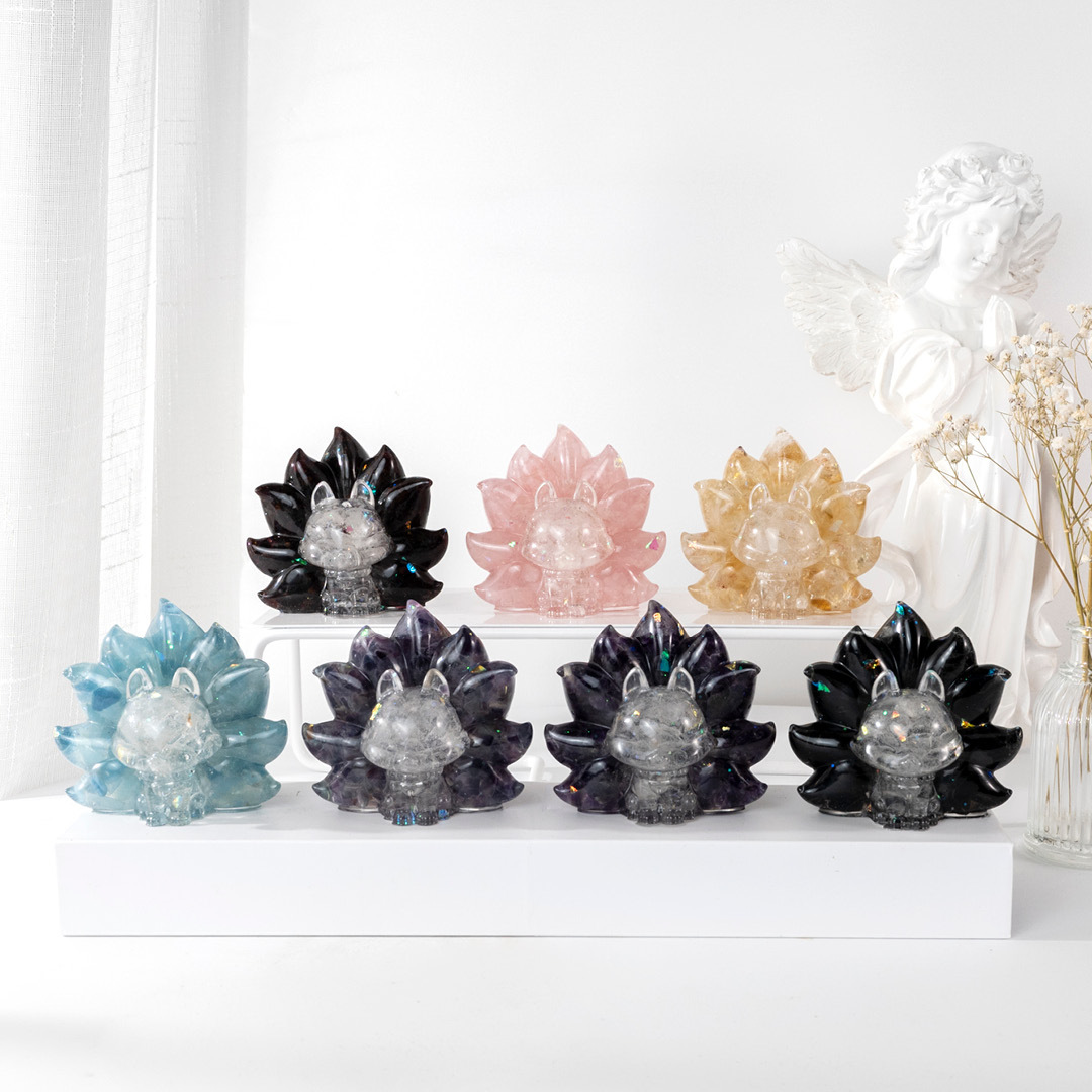 【晶石能量萌寵】雙色淨化九尾狐(七種水晶可選)