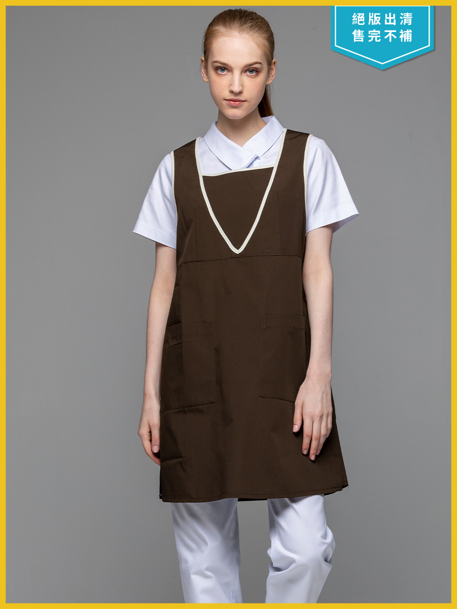 【 C602-F9 出清款 】無防潑水圍裙-C經典布-咖啡棕