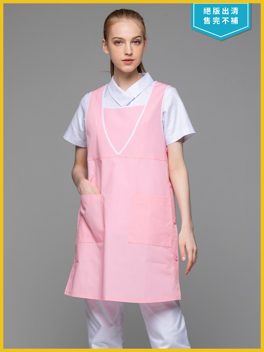 【 C602-A0 出清款 】無防潑水圍裙-C經典布-寶寶粉