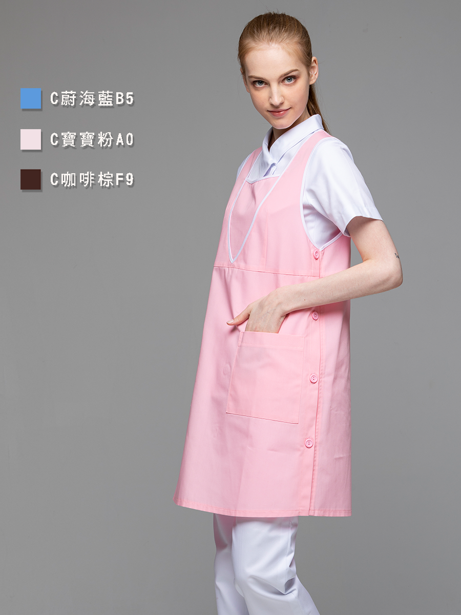 【 C602-A0 出清款 】無防潑水圍裙-C經典布-寶寶粉