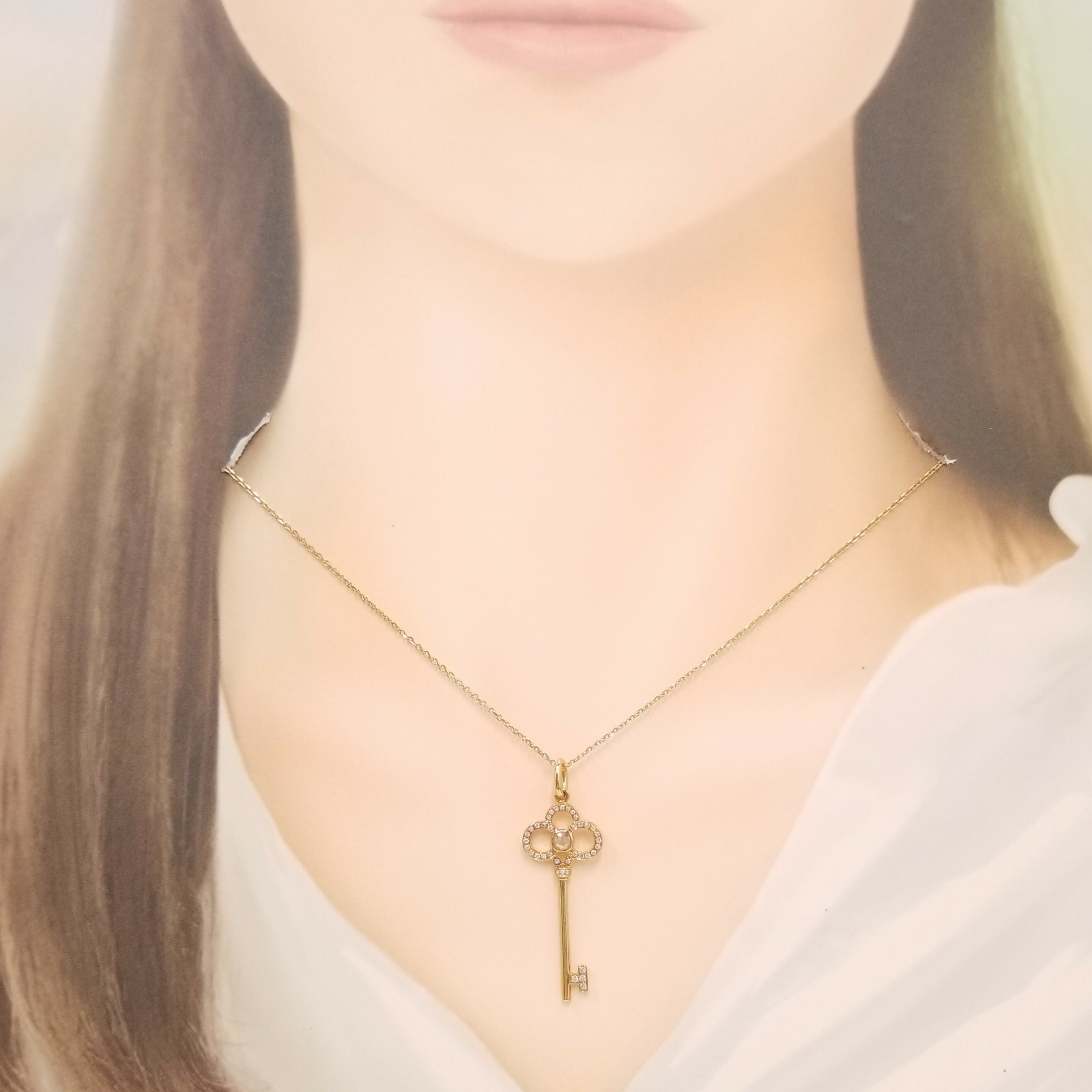 全新18K玫瑰金17份鑽石吊墜