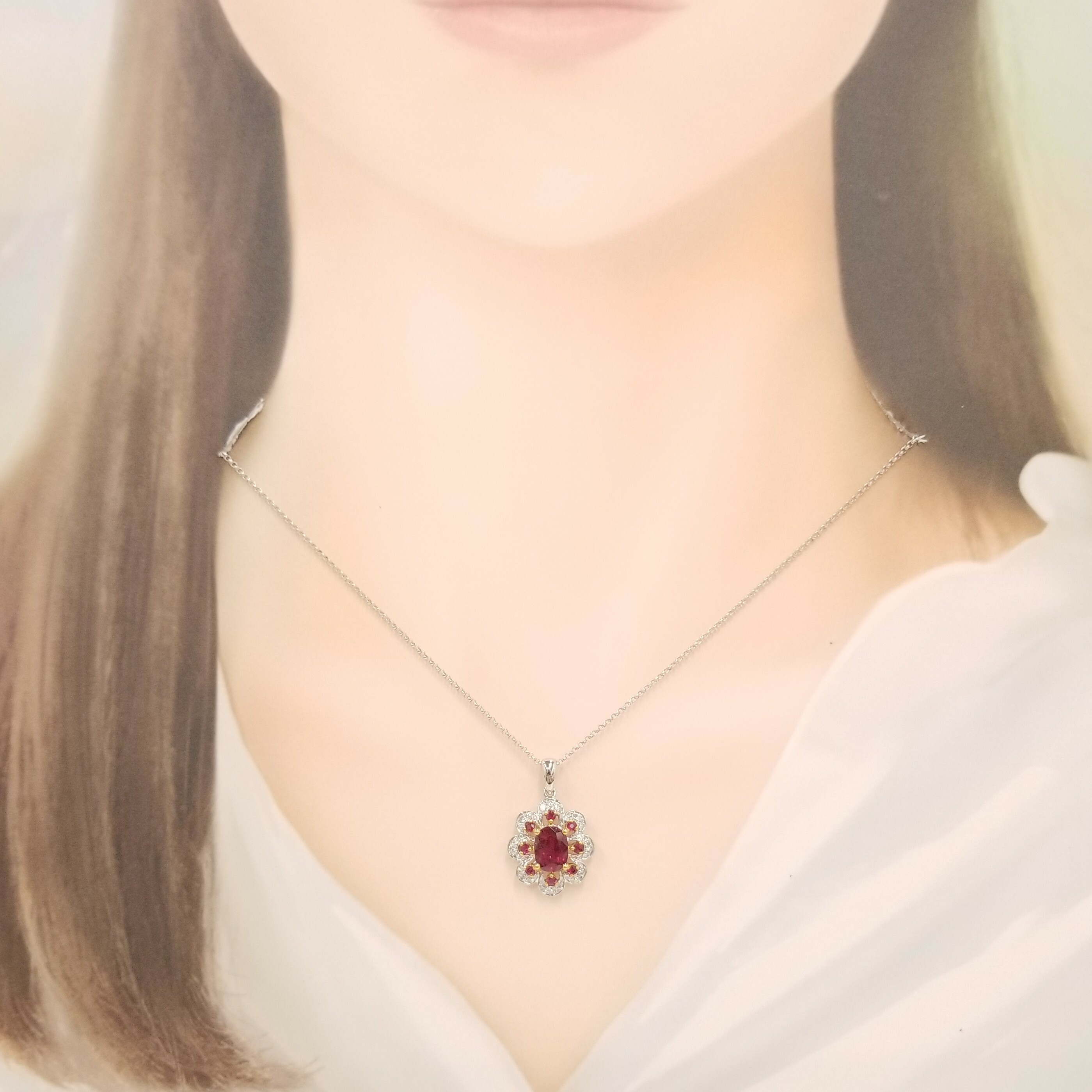 18K Gold 1.81ct Ruby and Diamond Earrings