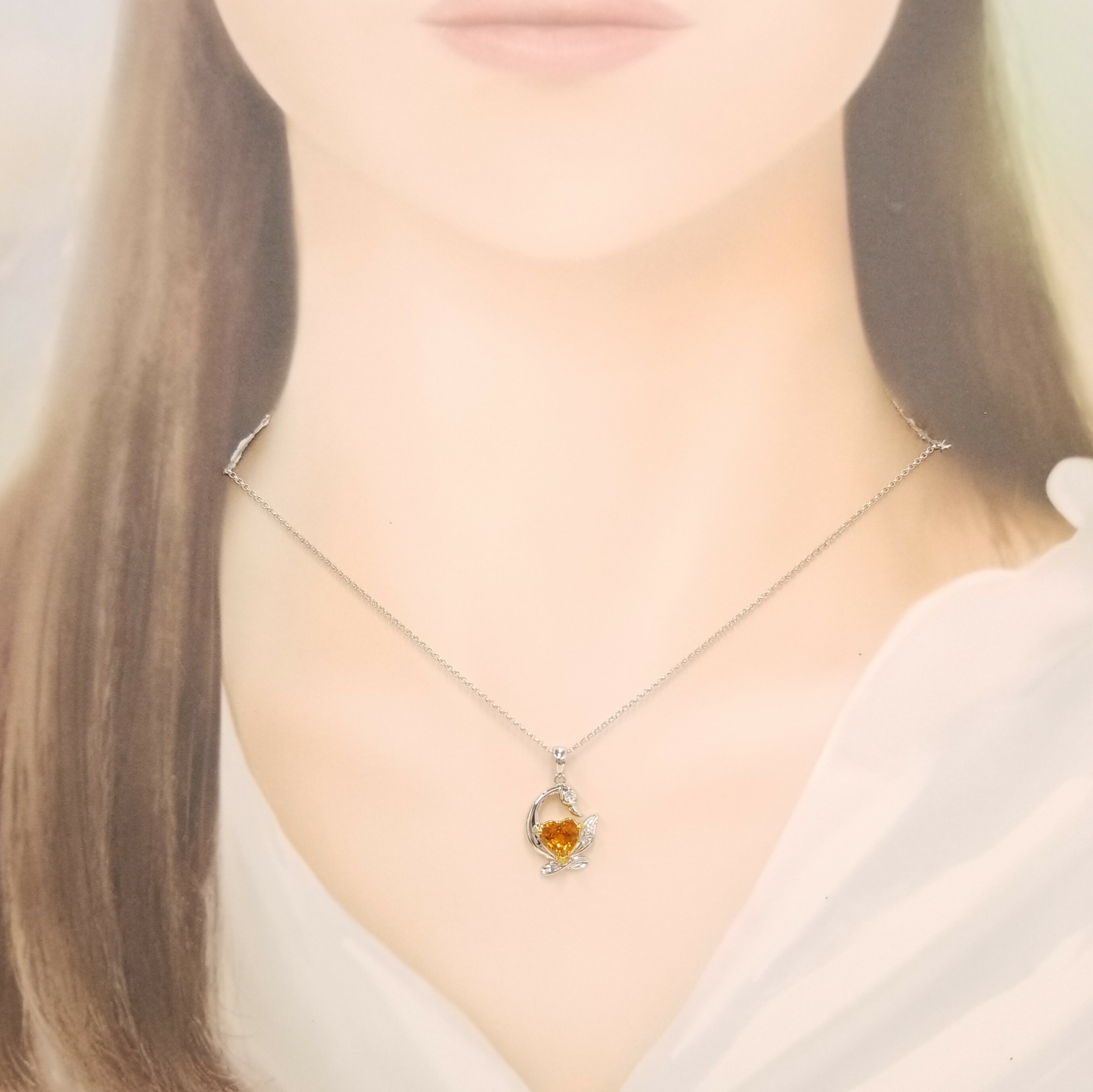 18K Yellow Gold 1.17ct Yellow Sapphire and Diamond Pendant