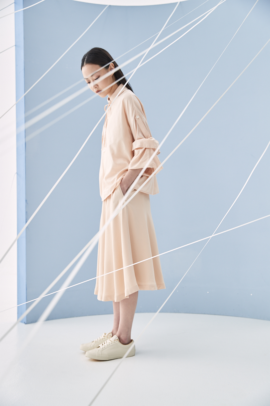 蝴蝶結寬襬襯衫