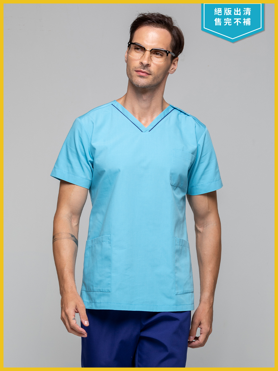 【 C710-B2 出清款 】男女通用刷手上衣-C經典布-天空藍