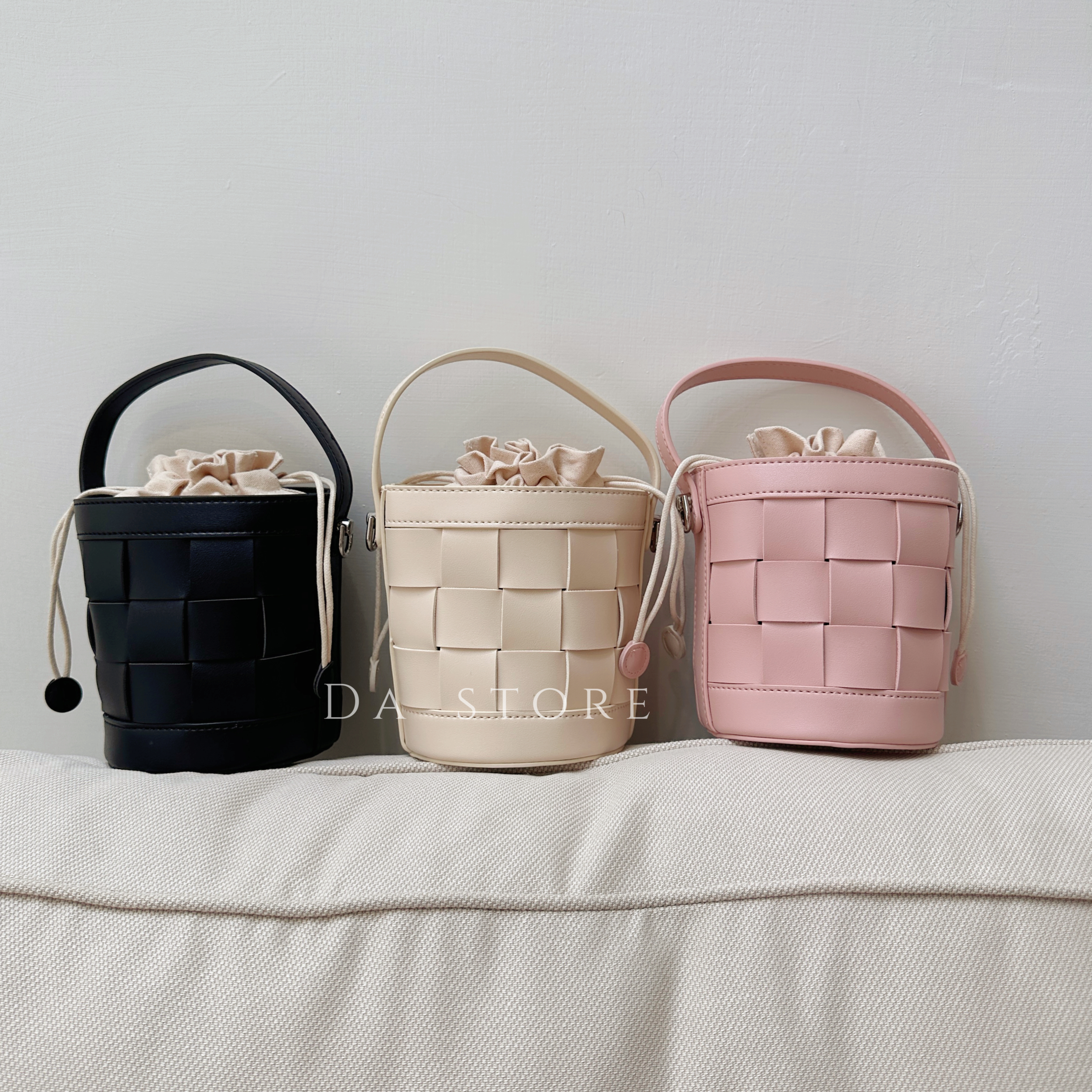 夏日皮革編織小水桶包/三色