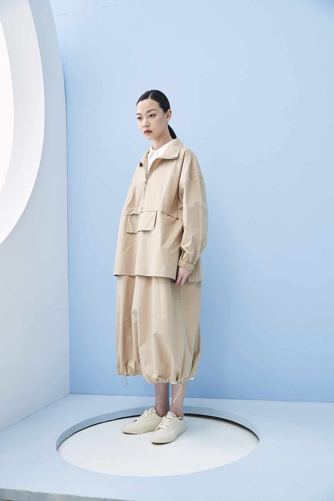 半門襟束口洋裝