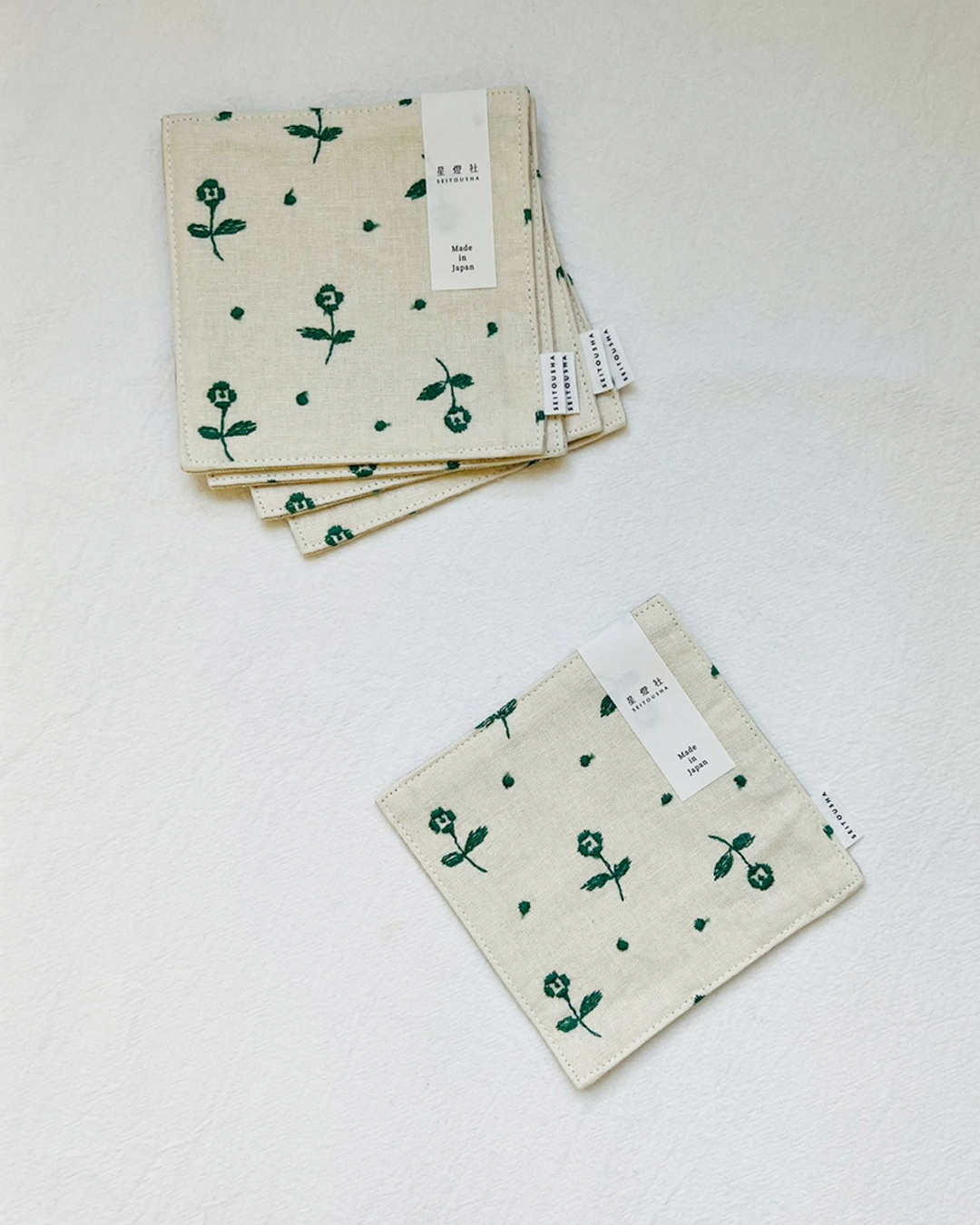 刺繡茶布杯墊 小花(原色)｜星燈社