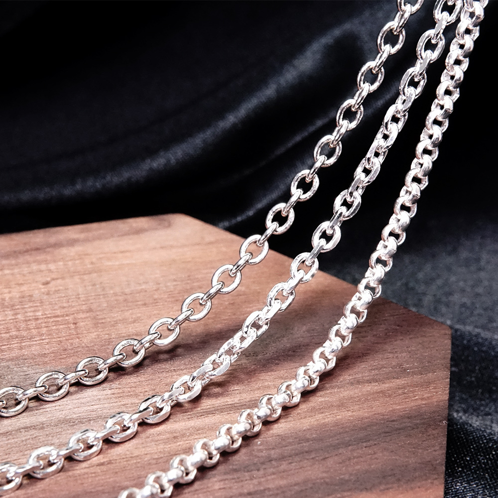 百搭款經典寬鍊 925純銀男生項鍊 中性 客製長度銀鍊